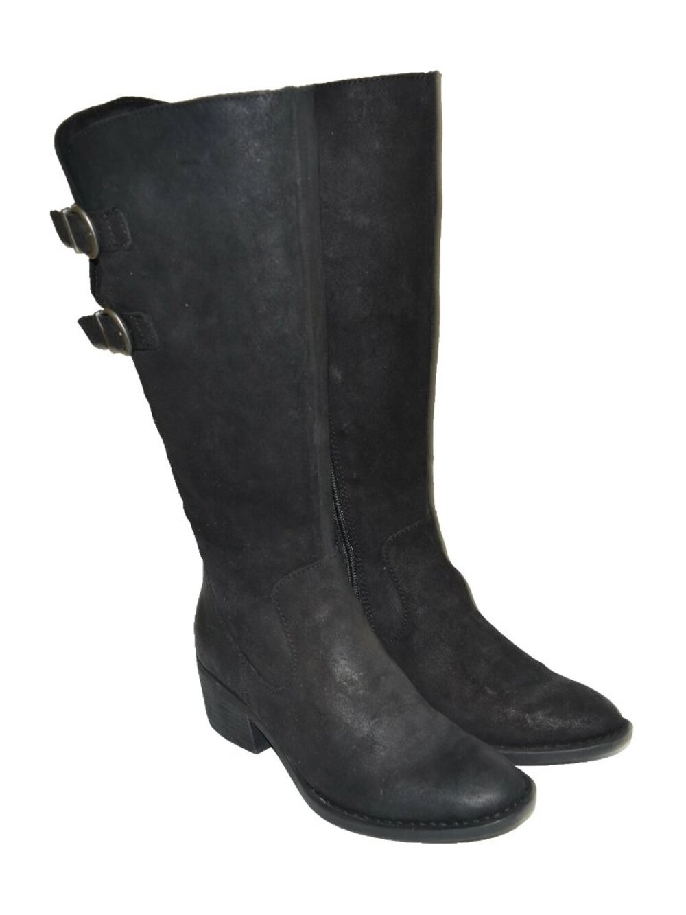 New! Born Bley Suede Buckle Boot Black Suede Size 7 M CO1